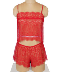 GD Polyester Lingeries Scarlet Lace Camisole and Short Set Floral Lace Nightwear for Women Nightdress for Ladies & Girls